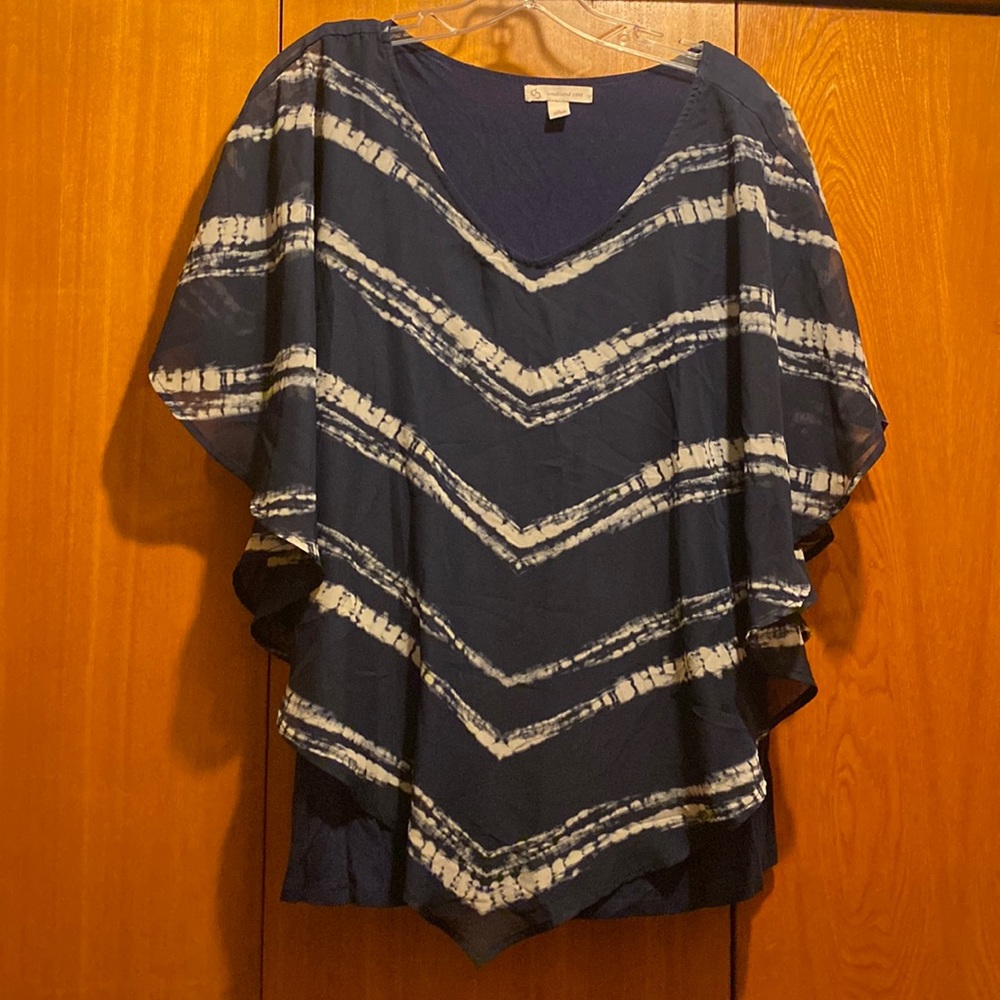 Blue and white blouse